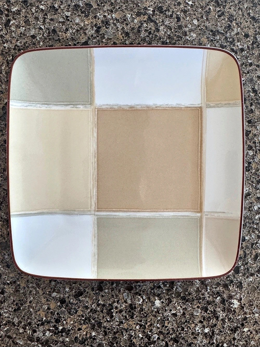 Noritake Ambience Mocha Java Square Salad Plate Geometric Plate 7 1/2"